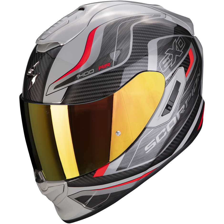Integral Motorcycle Helmet Scorpion EXO-1400 AIR ATTUNE Gray Black Red