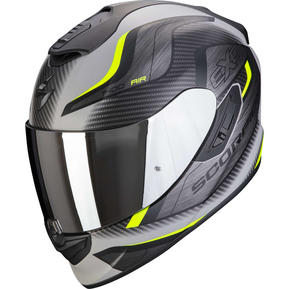 Integral Motorcycle Helmet Scorpion EXO-1400 AIR ATTUNE Matt Gray Black Yellow Fluo