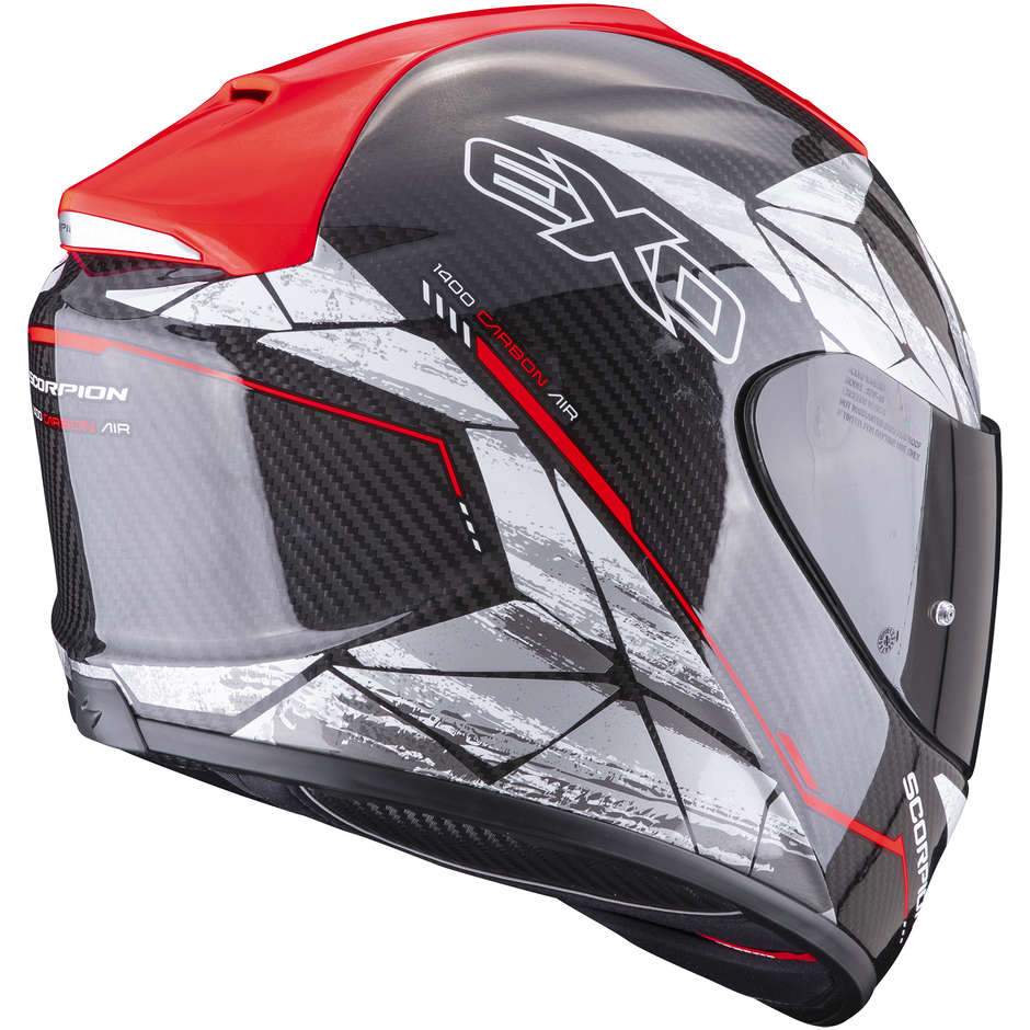 Integral Motorcycle Helmet Scorpion EXO-1400 CARBON AIR ARANEA Black Red Fluo