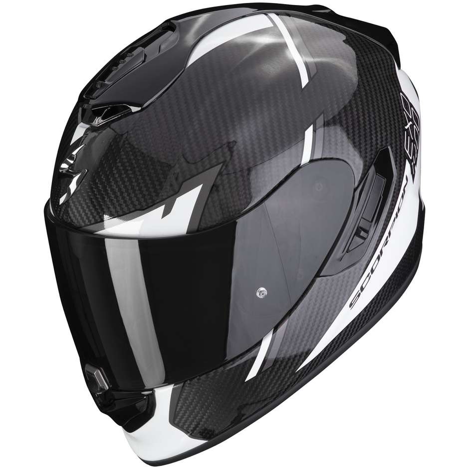 Integral Motorcycle Helmet Scorpion EXO-1400 EVO CARBON AIR KENDAL Black White