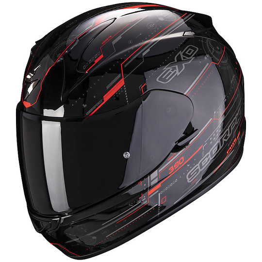 Integral Motorcycle Helmet Scorpion EXO 390 BEAT Black Red Fluo