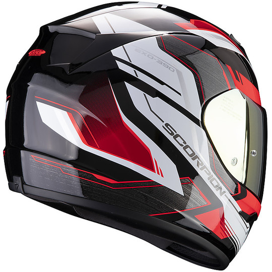 Integral Motorcycle Helmet Scorpion EXO 390 BOOST Black White Red