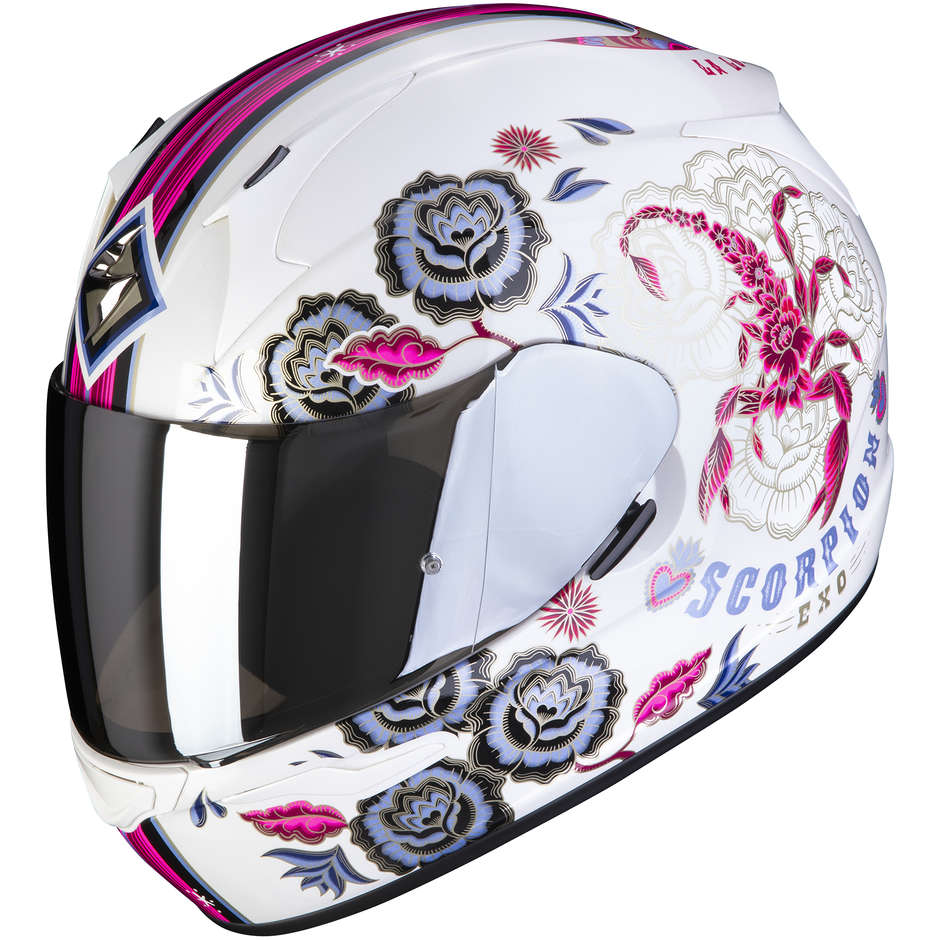 Integral Motorcycle Helmet Scorpion EXO-390 CHICA II White Pink