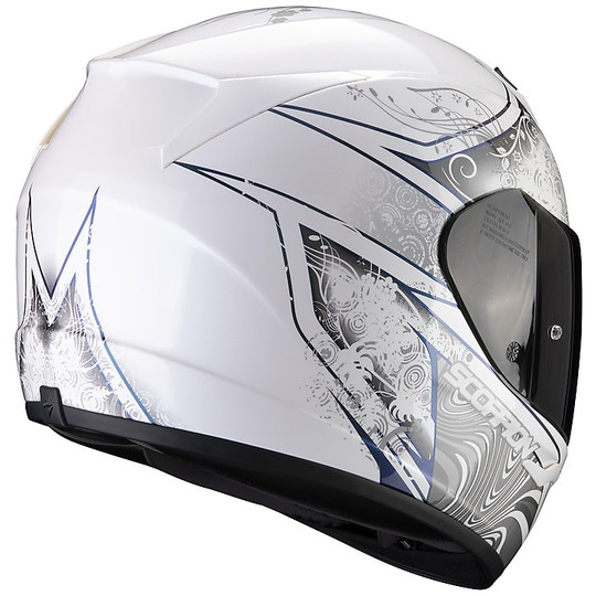 Integral Motorcycle Helmet Scorpion EXO 390 CLARA White Silver