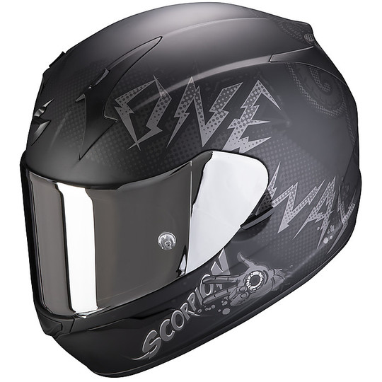 Integral Motorcycle Helmet Scorpion EXO 390 ONEWAY Matt Black Silver