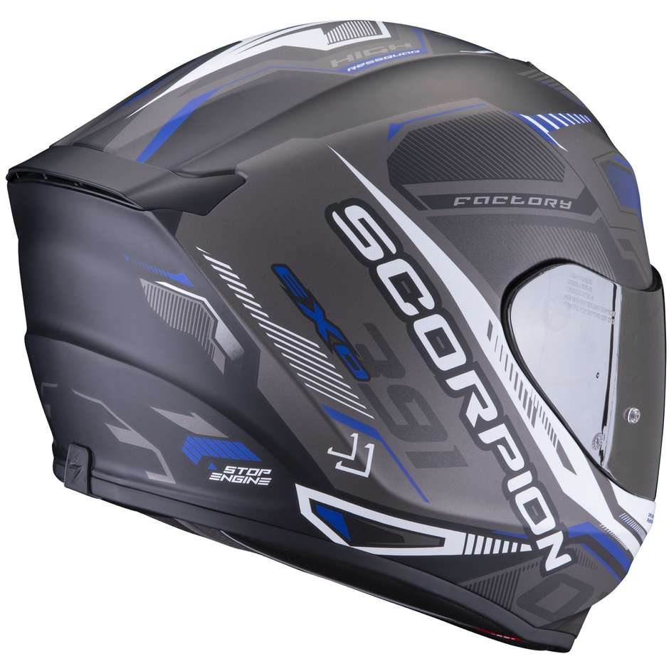 Integral Motorcycle Helmet Scorpion EXO-391 HAUT Matt Black Silver Blue