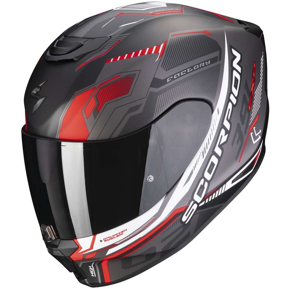 Integral Motorcycle Helmet Scorpion EXO-391 HAUT Matt Black Silver Red