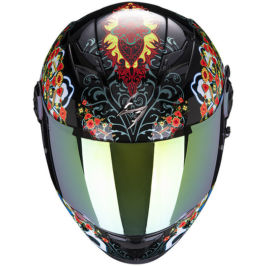 Integral Motorcycle Helmet Scorpion EXO 490 DIVINA Black Red Blue Chameleon