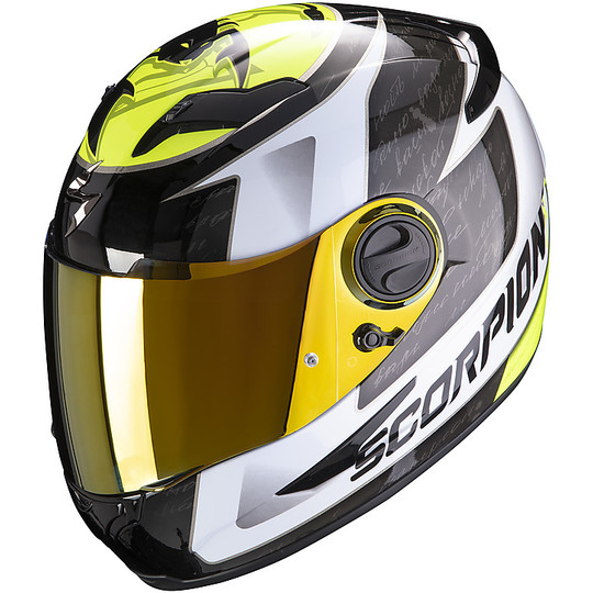 Integral Motorcycle Helmet Scorpion EXO 490 TOUR White Fluo Yellow