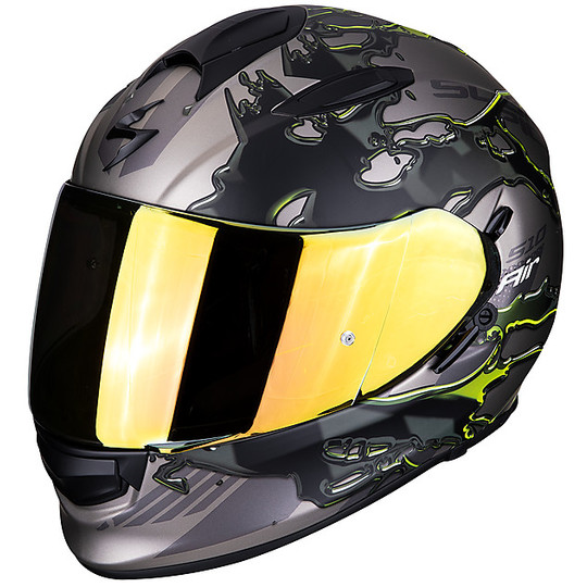 Integral Motorcycle Helmet Scorpion EXO 510 Air LIKID Titanium Yellow Fluo