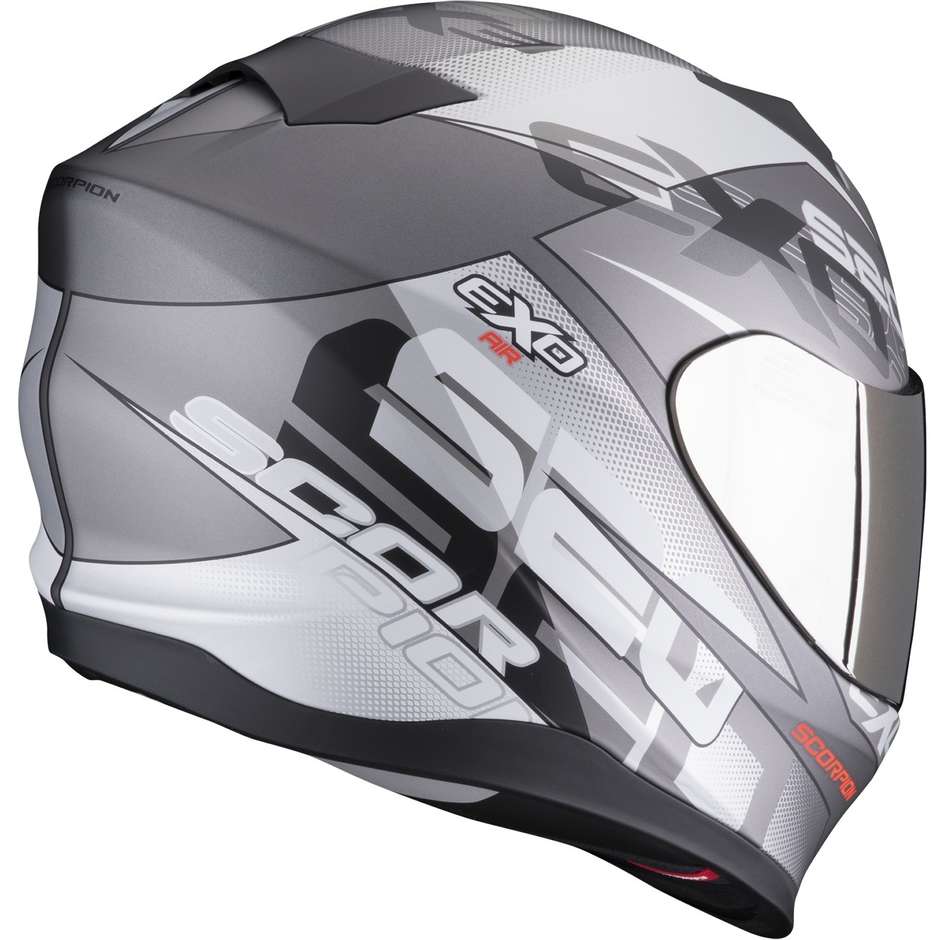 Integral Motorcycle Helmet Scorpion EXO-520 EVO AIR COVER Matt Silver Red