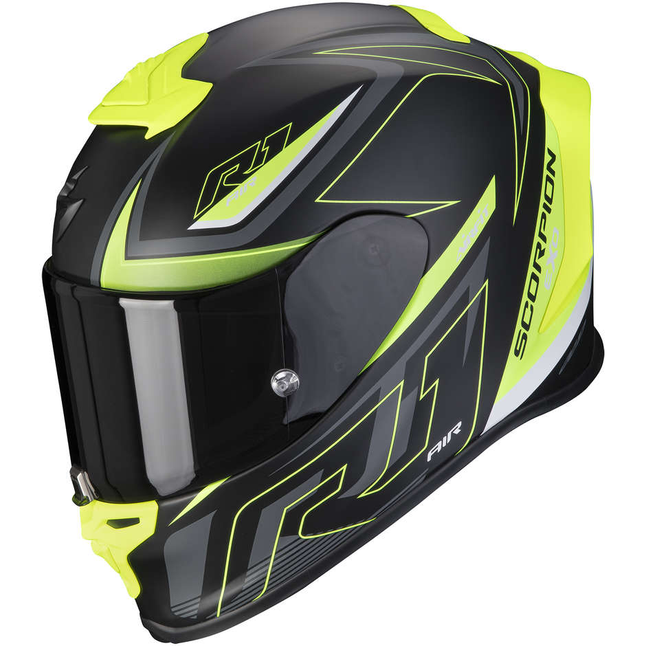 Integral Motorcycle Helmet Scorpion EXO-R1 AIR GAZ Matt Black Fluo Yellow