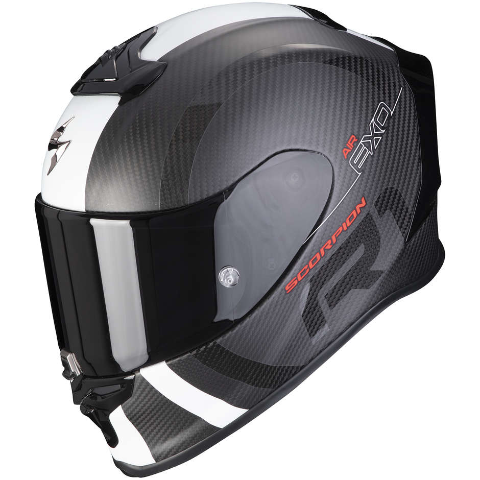 Integral Motorcycle Helmet Scorpion EXO-R1 CARBON AIR MG Matt Black White