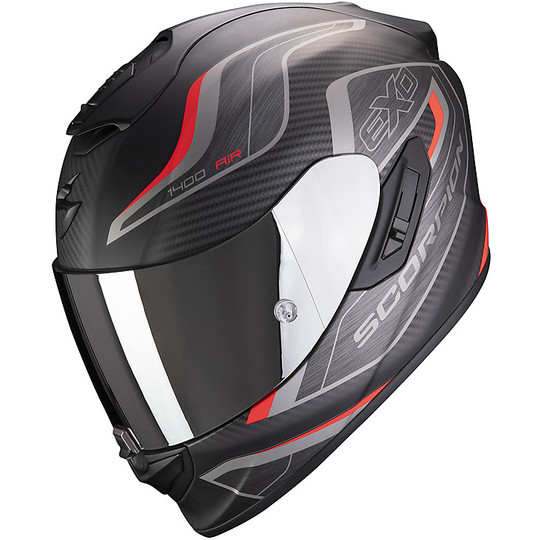 Integral Motorcycle Helmet Scorpion Fiber EXO 1400 Air ATTUNE Black Red Matt
