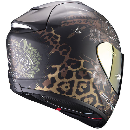 Integral Motorcycle Helmet Scorpion Fiber EXO 1400 Air TOA Black Matt Gold