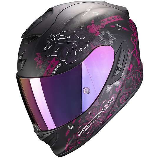 Integral Motorcycle Helmet Scorpion Fiber EXO 1400 Air TOA Black Matt Pink