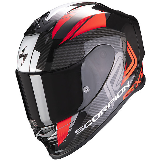 Integral Motorcycle Helmet Scorpion Fiber EXO R1 AIR HALLEY Black Metal Red
