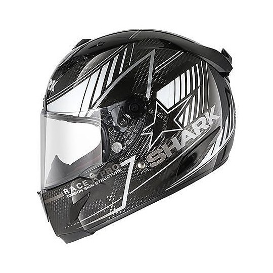 Integral Motorcycle Helmet Shark Race R Pro Carbon Black White