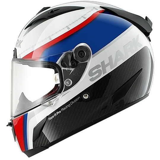 Integral Motorcycle Helmet Shark Race-R PRO CARBON Racing Division White Blue Red