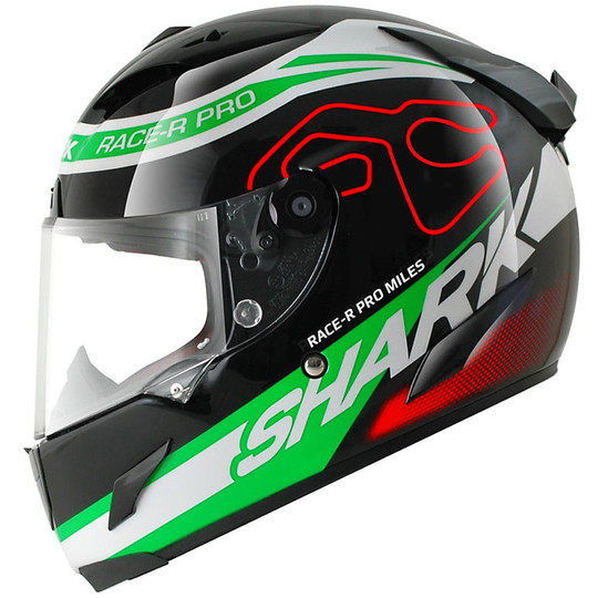 Integral Motorcycle Helmet Shark Race-R PRO MILES Black Green