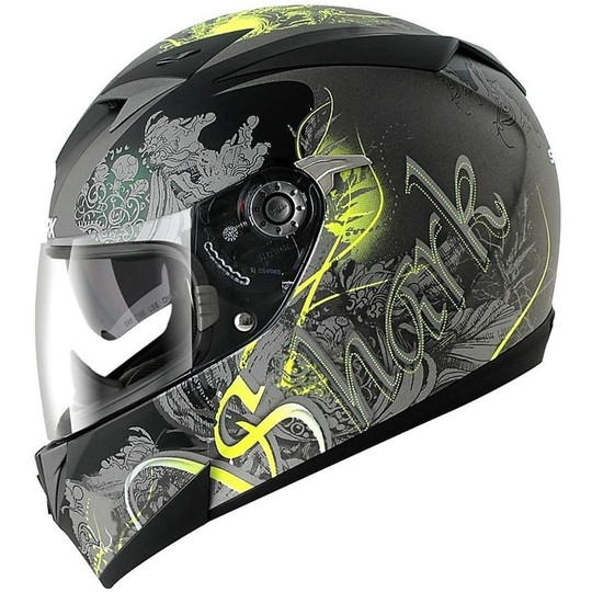 Integral Motorcycle Helmet Shark S700 PINLOCK SPRING Black Yellow Opaque