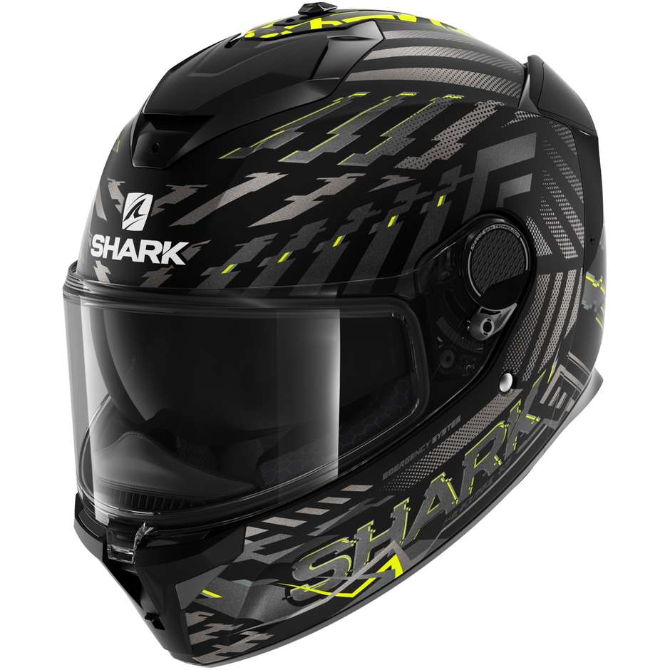 Integral Motorcycle Helmet Shark SPARTAN GT BCL. MICR. E-BRAKE Black Yellow Anthracite
