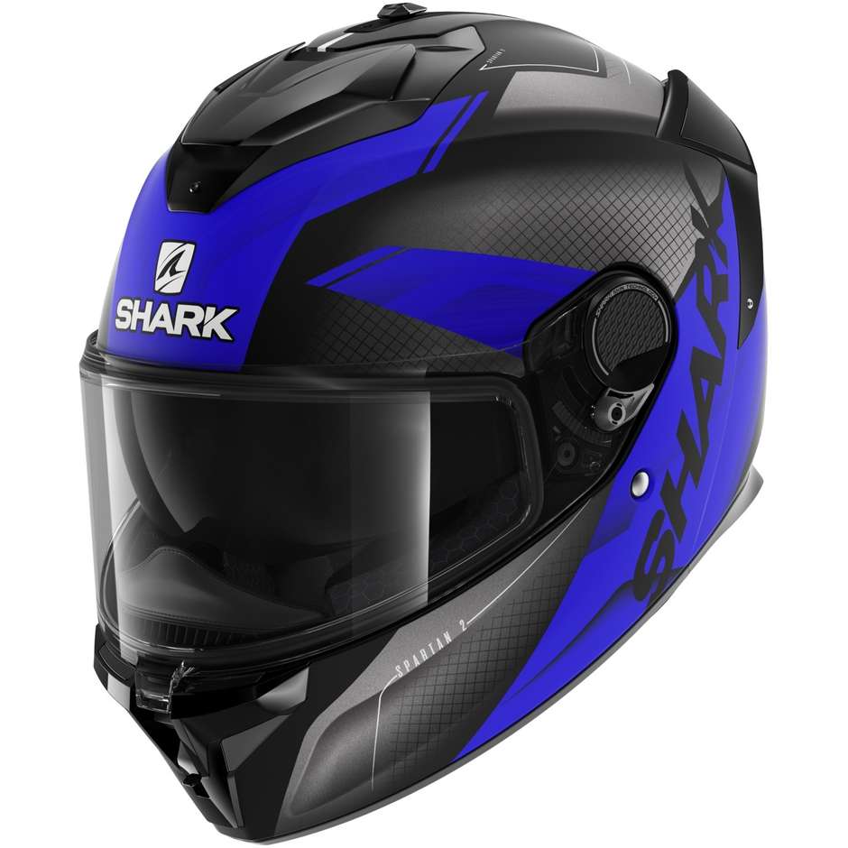 Integral Motorcycle Helmet Shark SPARTAN GT BCL. MICR. ELGEN Black Anthracite Blue