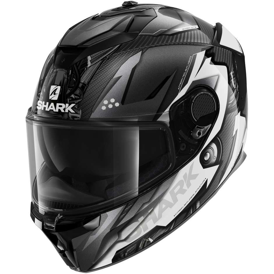 Integral Motorcycle Helmet Shark SPARTAN GT CARBON URIKAN Anthracite White