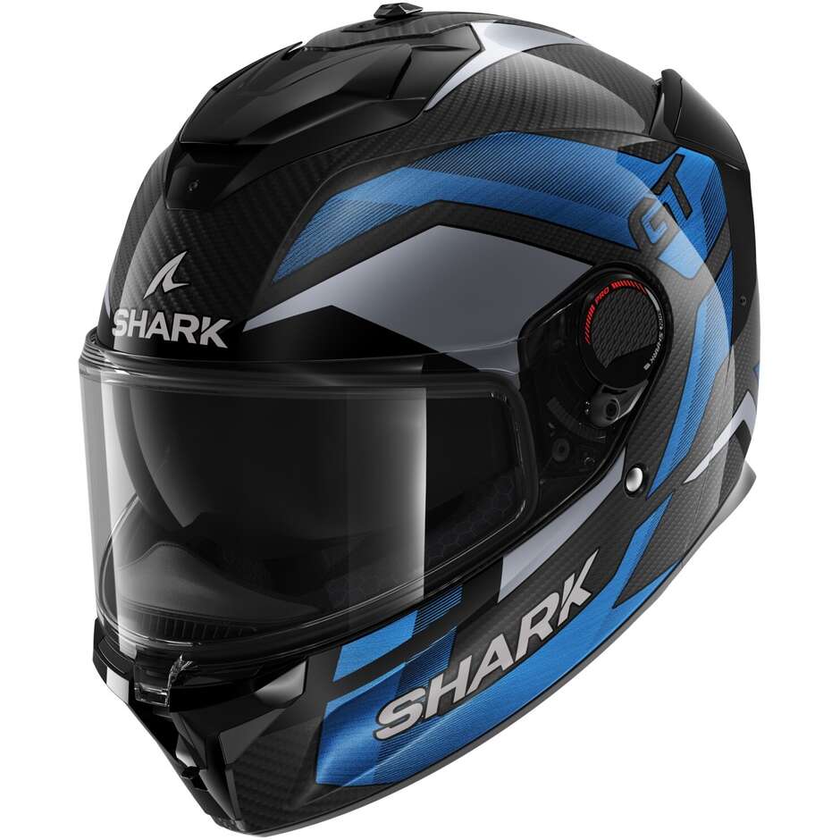 Integral Motorcycle Helmet Shark SPARTAN GT PRO RHYTHM CARBON Carbon Blue Chrome