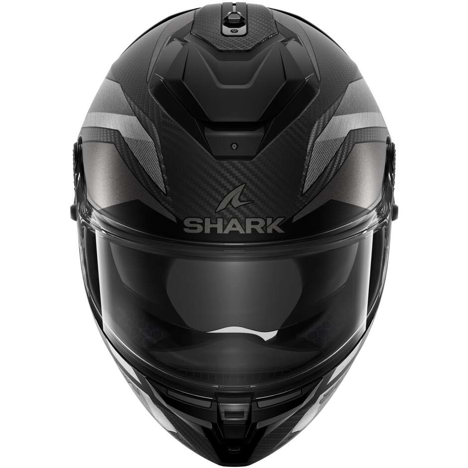 Integral Motorcycle Helmet Shark SPARTAN GT PRO RHYTHM CARBON Matt Carbon Silver Chrome