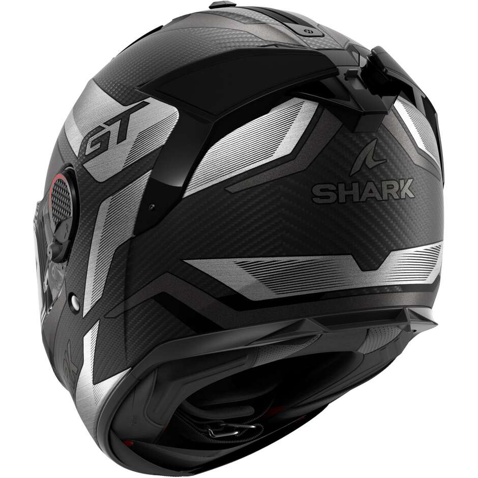 Integral Motorcycle Helmet Shark SPARTAN GT PRO RHYTHM CARBON Matt Carbon Silver Chrome