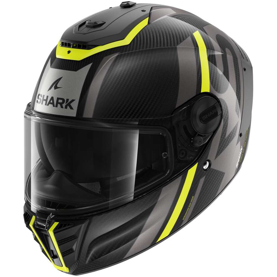 Integral Motorcycle Helmet Shark SPARTAN RS CARBON SHAWN Carbon Anthracite Yellow