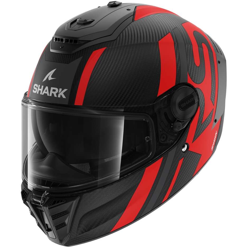Integral Motorcycle Helmet Shark SPARTAN RS CARBON SHAWN Matt Carbon Anthracite Red