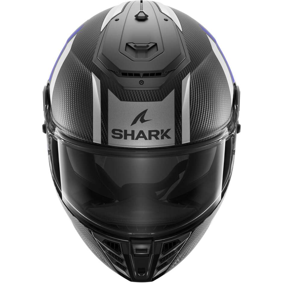 Integral Motorcycle Helmet Shark SPARTAN RS CARBON SHAWN Matt Carbon Blue Silver