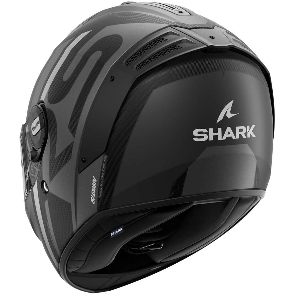 Integral Motorcycle Helmet Shark SPARTAN RS CARBON SHAWN Matt Carbon Silver Anthracite