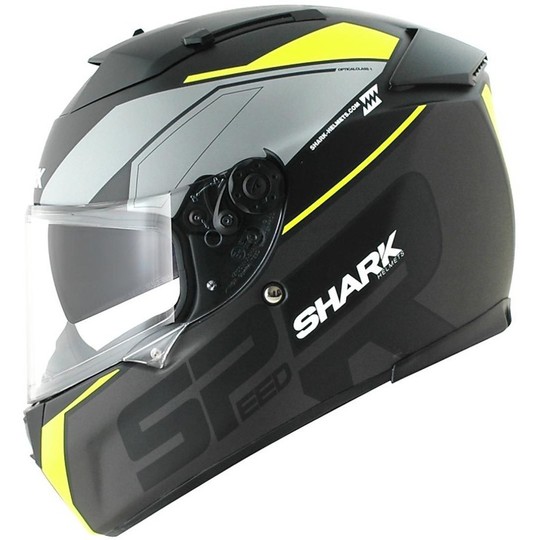 Integral Motorcycle Helmet Shark SPEED-R 2 SAUER Matt Black Yellow