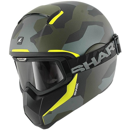 Integral Motorcycle Helmet Shark VANCORE WIPEOUT Green Opaque Yellow