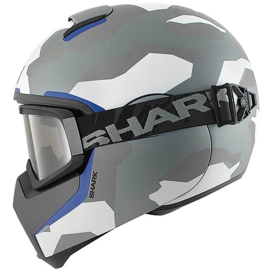 Integral Motorcycle Helmet Shark VANCORE WIPEOUT Matt Anthracite Silver Blue