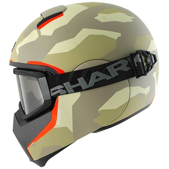 Integral Motorcycle Helmet Shark VANCORE WIPEOUT Matt Green Anthracite Orange