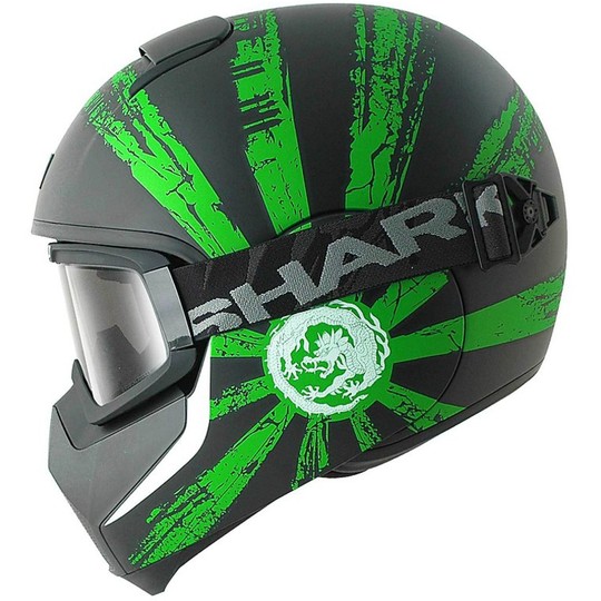 Integral Motorcycle Helmet Shark VANCORE With Eyeglasses Ryu Black Matt Green
