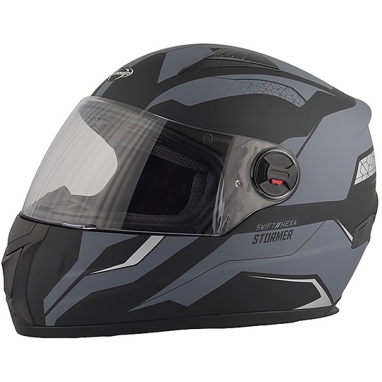 Integral Motorcycle Helmet Stormer SWIFT HEXA Gray Matt Black