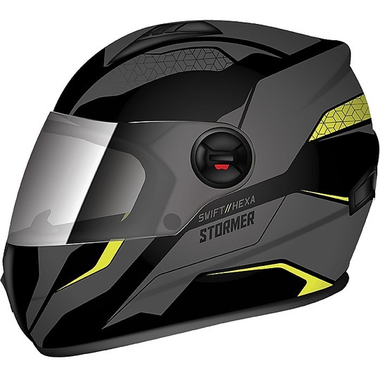 Integral Motorcycle Helmet Stormer SWIFT HEXA Gray Matt Yellow