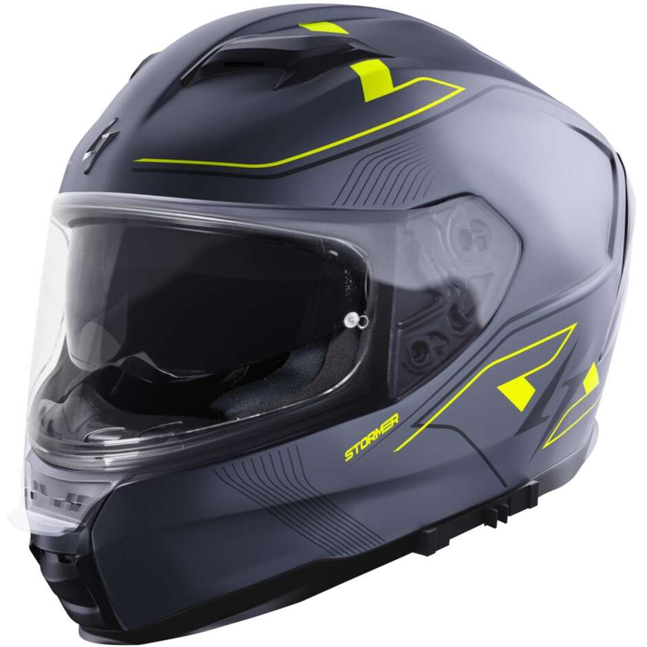 Integral Motorcycle Helmet Stormer ZS 1001 TAKEN Gray Neon Yellow Matt