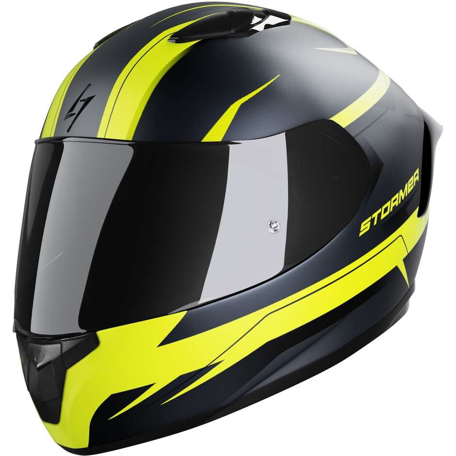 Integral motorcycle helmet Stormer ZS601 Race Star Black Yellow Fluo
