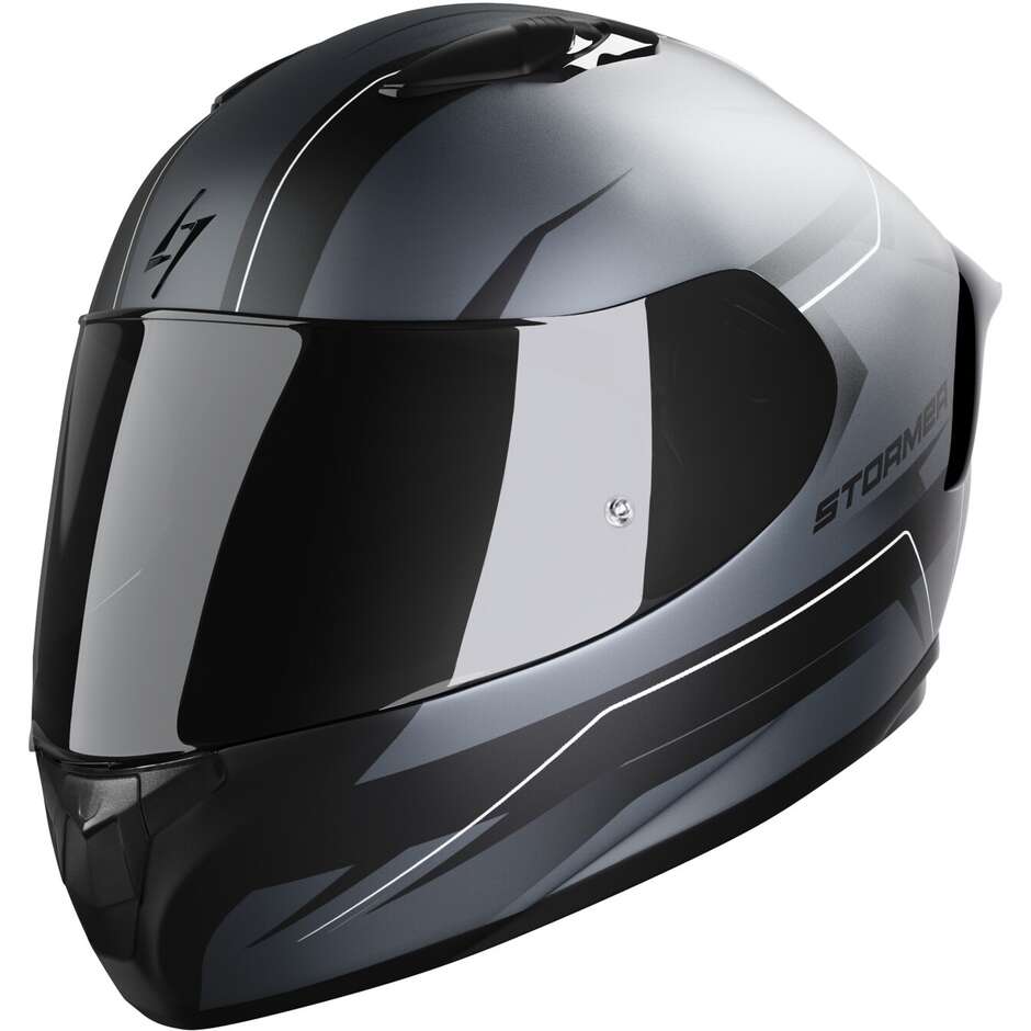 Integral motorcycle helmet Stormer ZS601 Race Star White Gray