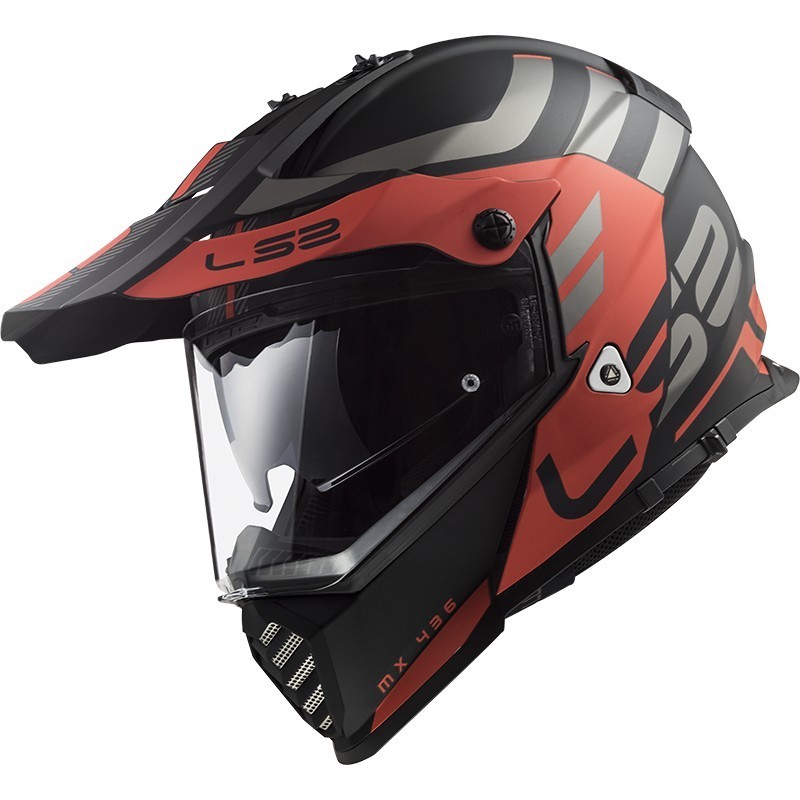 Integral Motorcycle Helmet Touring Ls2 MX436 PIONEER EVO Adventurer Black Red Matt