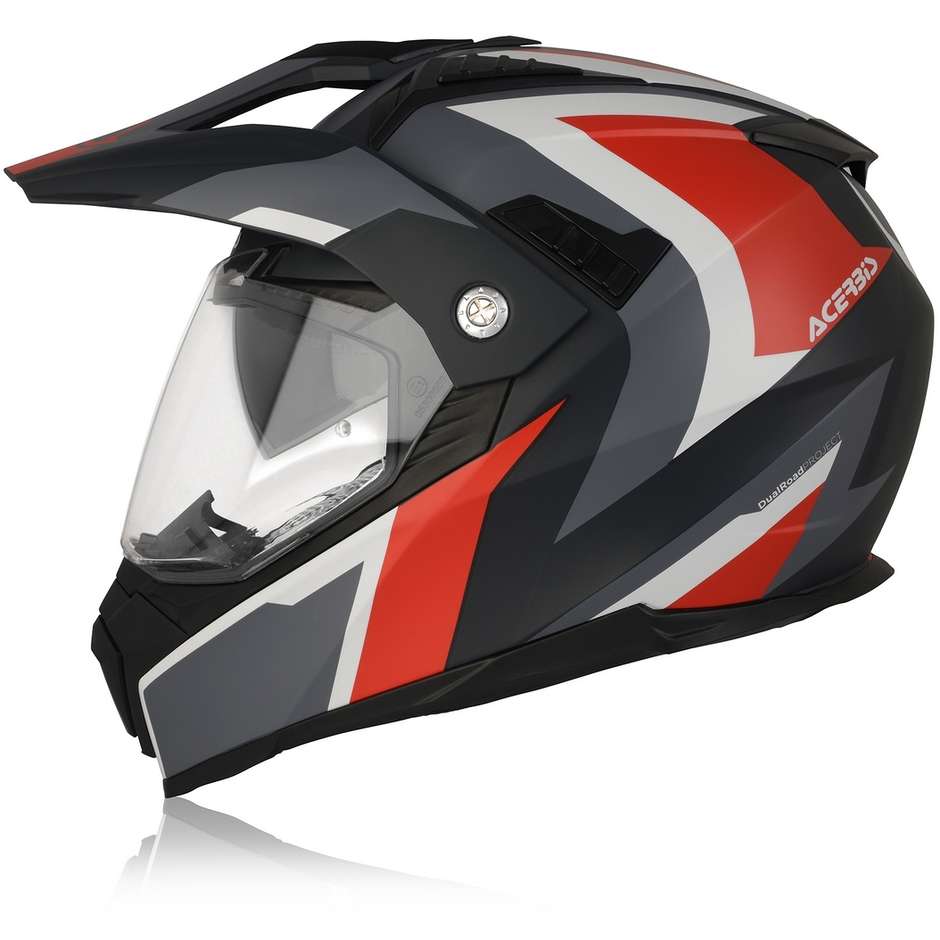 Integral Motorcycle Helmet Turing Acerbis FS-606 Gray Red Matt
