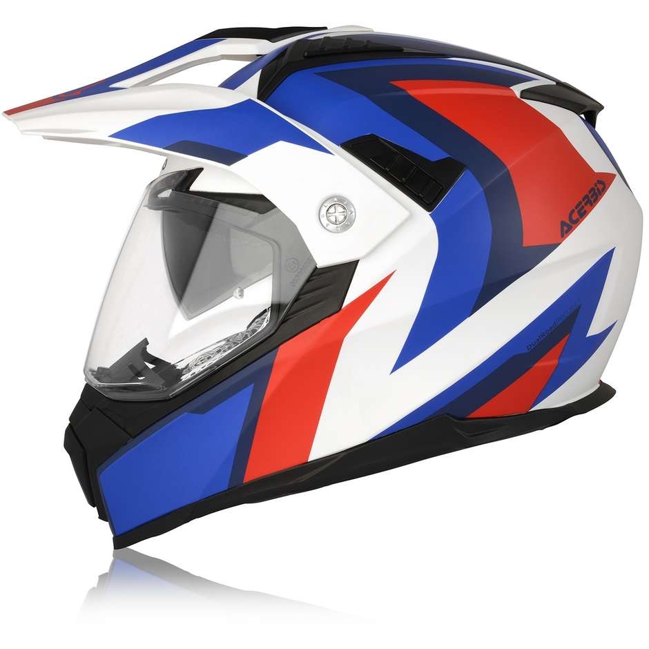 Integral Motorcycle Helmet Turing Acerbis FS-606 White Blue Red