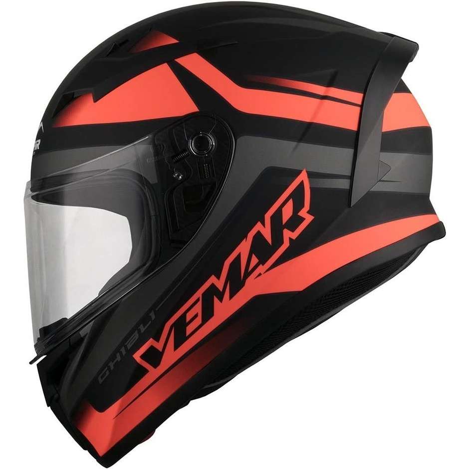 Integral Motorcycle Helmet Vemar VH Ghibli Base Black Orange Fluo