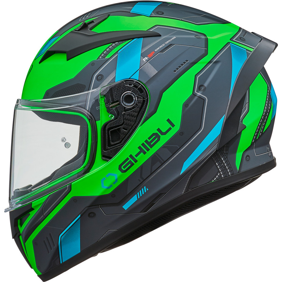 Integral Motorcycle Helmet Vemar VH Ghibli Robot Green Fluo Blue